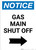 Notice: Gas Main Shut Off with Right Arrow Portrait