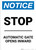 Notice: Stop - Automatic Gate Opens Inward Portrait