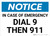 Notice: In Case Of Emergency Dial 9 Then 911 Landscape