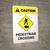 Caution: Pedestrian Crossing Left Arrow with Icon Portrait