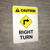 Caution: Right Turn with Icon Portrait