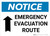 Notice: Emergency Evacuation Route with Up Arrow Landscape
