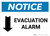 Notice: Evacuation Alarm with Down Arrow Landscape