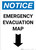 Notice: Emergency Evacuation Map with Down Arrow Portrait