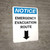 Notice: Emergency Evacuation Route with Down Arrow Portrait