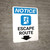 Notice: Escape Route Down Arrow with Icon Portrait
