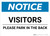 Notice: Visitors - Please Park In The Back Landscape