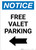 Notice: Free Valet Parking with Left Arrow Portrait