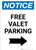 Notice: Free Valet Parking with Right Arrow Portrait