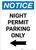 Notice: Night Permit Parking Only with Left Arrow Portrait