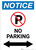 Notice: No Parking with Arrow Portrait