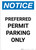 Notice: Preferred Permit Parking Only Portrait