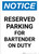 Notice: Reserved Parking for Bartender On Duty Portrait
