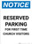 Notice: Reserved Parking for First Time Church Visitor Portrait