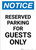 Notice: Reserved Parking for Guests Only Portrait