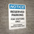 Notice: Reserved Parking for Visitors Only - Unauthorized Vehicles Towed Away Portrait