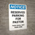 Notice: Reserved Parking for Pastor - Thou Shall Not Park Here Portrait