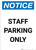 Notice: Staff Parking Only Portrait