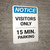 Notice: Visitor Only - 15 Minute Parking Portrait