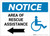 Notice: Area Of Rescue Assistance with ADA Icon and Left Arrow Landscape - Label
