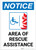 Notice: Area Of Rescue Assistance with ADA Fire Icon Portrait - Label