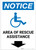 Notice: Area Of Rescue Assistance with ADA Icon Down Arrow Portrait - Label