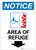 Notice: Area of Refuge with ADA Fire Icon and Down Arrow Portrait - Label