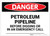Danger: Petroleum Pipeline Call Before Digging Landscape - Label