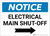 Notice: Electrical Main Shut-Off Landscape with Right Arrow - Label