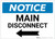 Notice: Main Disconnect Landscape with Left Arrow - Label