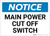 Notice: Main Power Cut Off Switch Landscape - Label