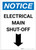 Notice: Electrical Main Shut-Off Portrait Down Arrow - Label