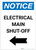Notice: Electrical Main Shut-Off Portrait Left Arrow - Label