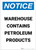 Notice: Warehouse Contains Petroleum Products Portrait - Label