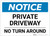 Notice: Private Driveway - No Turn Around Landscape - Label