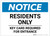 Notice: Residents Only - Key Card Required For Entrance Landscape - Label