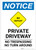 Notice: Private Driveway - No Trespassing/Turn Around with No Outlet Icon Portrait - Label