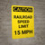 Caution: Railroad Speed Limit 15 MPH Portrait - Wall Sign