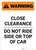 Warning: Close Clearance - Do Not Ride Side or Top of Car ANSI Portrait - Wall Sign
