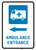 Ambulance Entrance Left Arrow with Icon Portrait - Wall Sign