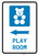 Play Room Left Arrow with Icon Portrait v2 - Wall Sign