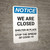 Notice: We Are Closed Shelter in Place ANSI Portrait - Wall Sign
