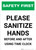 Safety First: Sanitize Hands Before & After Using Time Clock Portrait - Wall Sign