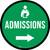 Admissions Right Arrow with Icon Circular - Floor Sign