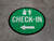 Check-In Left Arrow with Icon Circular - Floor Sign