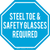 Steel Toe & Safety Glasses Required - Floor Sign