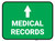 Medical Records Ahead with Arrow Rectangular - Floor Sign
