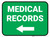 Medical Records Left with Arrow Rectangular - Floor Sign