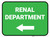 Renal Department Arrow Left Rectangular - Floor Sign