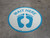 Wait Here with Feet Icon (Blue) - Floor Sign